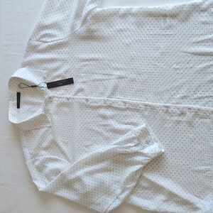 Tahari Black & White Polkadot Button Up Long Sleeve Flowy Blouse Women's Sz 2XL